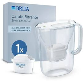 Carafe Filtrante Brita - Style Essential Blanche - Capacité 2,4l Dont 1,4l D'eau Filtrée - 1 Filtre Maxtra Pro Pure Performance