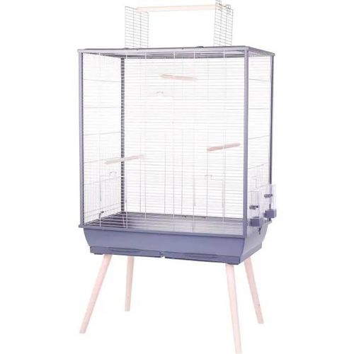 Zolux Cage Grillagée Surélevée Pour Oiseau - Pour Perruche, Calopsitte, Canari - 81 X 48 X 152 Cm - Néolife - Gris