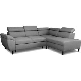Canapé d'angle convertible - 4 personnes - STAN - Tissu Anthracite - 3 tétières - Réversible - 243 x 92 x 184 cm
