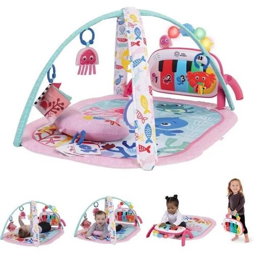 Baby Einstein Tapis De Sol Éveil Bébé Fille Évolutif 4-En-1 -Kickin' Tunes- Jouet Piano, Arche Jouets Sensoriels, Multilingue