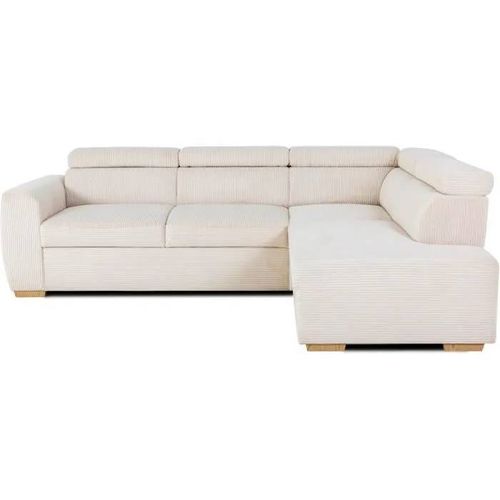 Canapé D'angle Convertible Réversible - 4/5 Places - Kelio - Velours Côtelé Beige - 245 X 184 X 77/87cm