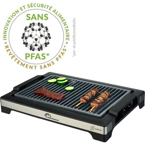 Barbecue électrique LITTLE BALANCE - Easy Nopifas - Surface de cuisson 38 x 25 cm - Revêtement microcéramique sans PFAS - 2000W