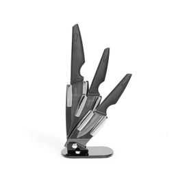 Bloc 3 Couteaux Avec Support - Livoo - Mec135n - 7,5 /10 / 12,5 Cm - Lame Céramique - Compatible Lave-Vaisselle