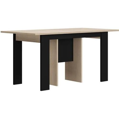 Table Console Extensible - Diagone - Exit - Chêne Clair / Noir - Jusqu'à 14 Couverts - 160/295 X 80 X 77 Cm
