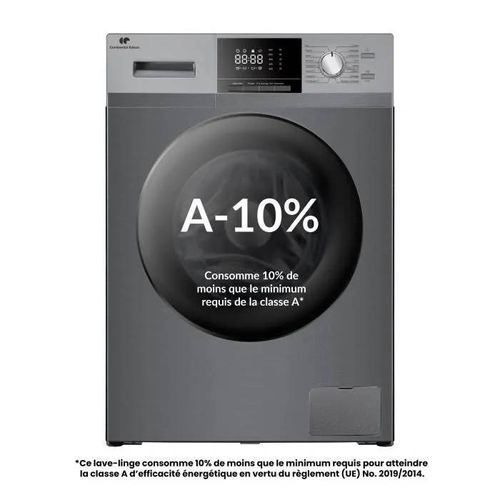 Lave-linge hublot - CONTINENTAL EDISON - CELL8140IS1 - 8kg - Moteur induction - 60 cm - 1400 trs/min - Silver