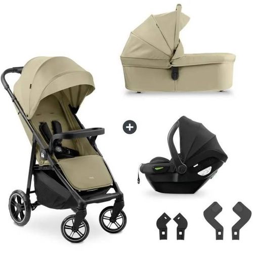 Hauk - Ensemble De Voyage 3-En-1 Shop N Care Trio - Poussette + Nacelle + Siège Auto + Adaptateurs - 4 Roues - Olive