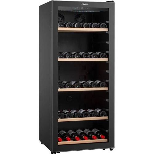 Cave à vin de service - CAVISS - S1300CBEG - 120 bouteilles - Porte vitrée réversible - Classe G - 59 x 59,5 x 141,5 cm - Noir