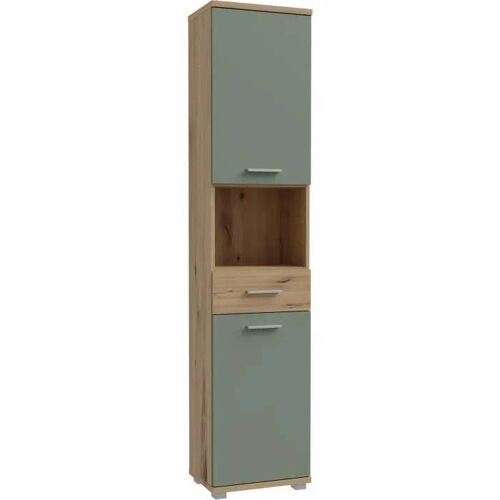 Colonne de salle de bain - Chêne artisan / Vert sauge - 2 portes - 40,2 x 28,9 x 183,6 cm