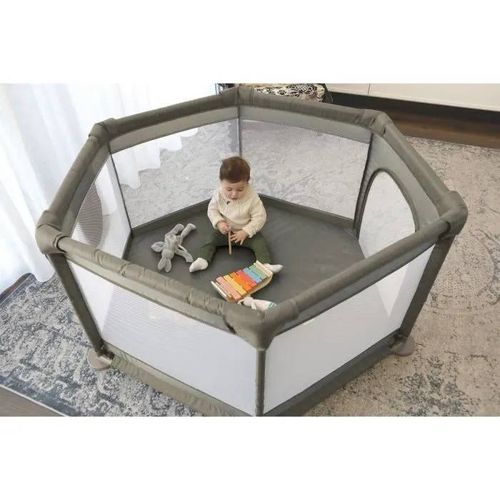 Parc Explore - Dreambaby - 6 Côtés Avec Base En Tissu Et Cadre Rembourré - Ø 1,40 M - H 70 Cm - Taupe