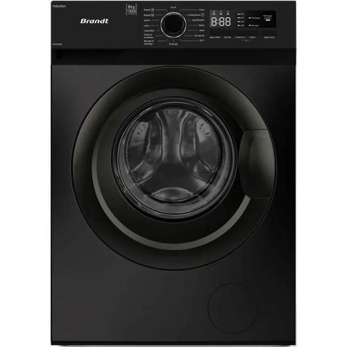 Lave-linge hublot BRANDT WFB383QN - 8 kg - Induction - L60 cm - Classe A - 1400 trs/min - Noir