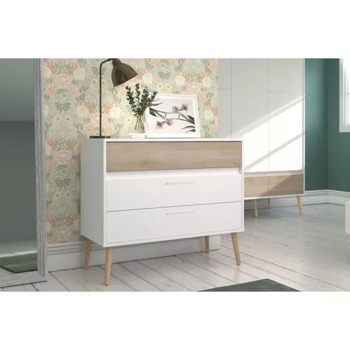 Commode - Aalborg - 3 Tiroirs - Blanc - Style Scandinave - 90,8 X 40 X 77,5 - Parisot