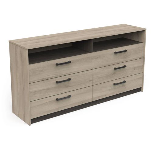 Commode - Watson - 6 Tiroirs - Chêne Kronberg / Chêne Waterford - 162,7 X 39,5 X 81,1 Cm - Demeyere