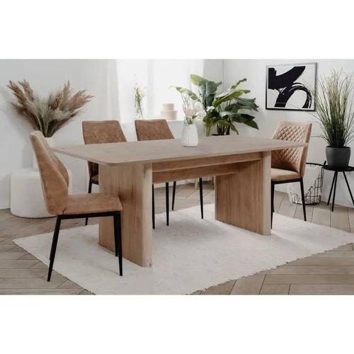 Table Extensible - Sai - Rectangulaire - 10 Personnes - 160/200 X 75 X 90 Cm - Jackson Hickory
