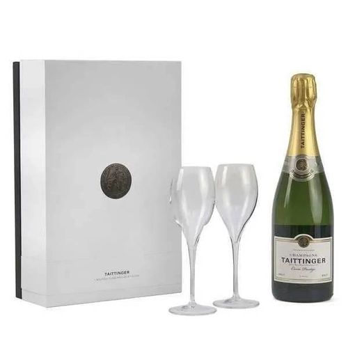 Coffret Cadeau Champagne Taittinger Brut Prestige - Coffret 75cl + 2 Flutes