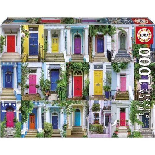 Puzzle - EDUCA - Portes de Notting Hill - 1000 pièces - Thème Architecture - 68 x 48 cm