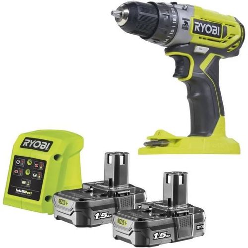 Perceuse-visseuse à percussion sans fil compacte - RYOBI - R18PD2-215G - 18V - Mandrin 10 mm - 2 batteries 1,5 Ah & chargeur 1,5 A