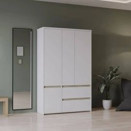 Armoire De Chambre - Clyde - Chêne Kronberg / Blanc - 4 Portes - 138,2 X 50 X 220,5 Cm