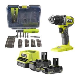 Perceuse-visseuse à percussion - RYOBI - BRUSHLESS - 18V - 54 Nm - 450-1 700 tr/min - 27 200 cp/min + 2 batteries - Chargeur