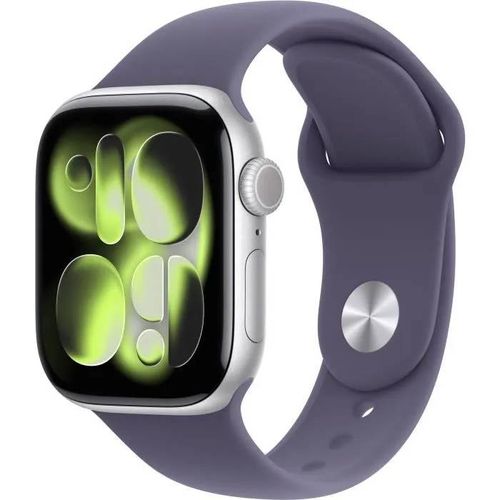 Apple Watch Series 11 GPS 42mm Boitier en Aluminium Argent avec Bracelet Sport Brume Violette S/M