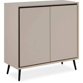 Buffet - Arona 01a - Beige / Noir - 2 Portes - 90 X 90 X 38 Cm