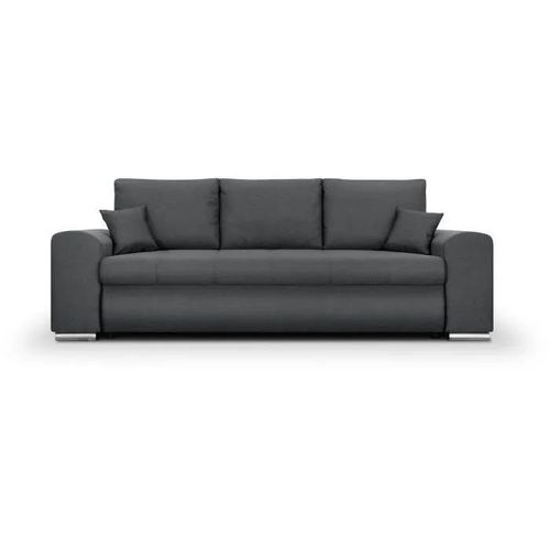 Canapé Convertible Avec Coffre De Rangement 3 Places - Indian - Tissu Gris Foncé Et Pieds Chrome - L250xh88xp98cm