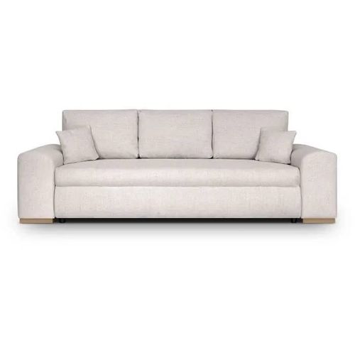 Canapé Convertible Avec Coffre De Rangement 3 Places - Indian - Tissu Beige Et Pieds Bois - L250xh88xp98cm