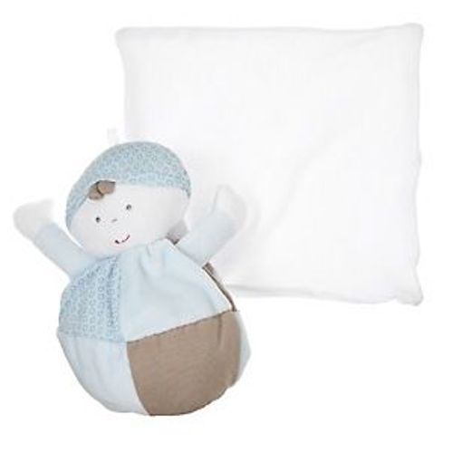Doudou Peluche Poupée Doll Puppe Lutin Fée Mouchoir Dos Boule Fille Garçon Bleu Beige Patchwork Mon Héros Mon Coeur Berlingot