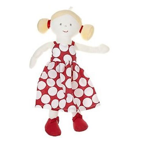 Doudou Peluche Poupée Doll Berlingot Robe Rouge À Pois Blancs Blonde Poupée De Chiffon En Velours & Tissu Fille Fillette 27 Cm Des Mots Doux Gsa