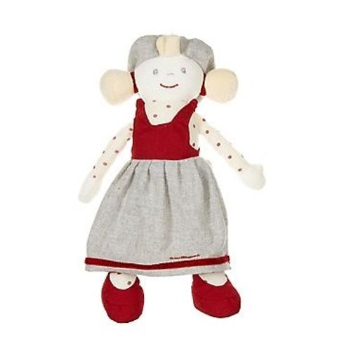 Doudou Peluche Poupée Doll Berlingo Beret Robe Rouge Gris Bras Jambes À Pois Blancs Blonde Poupée De Chiffon En Velours & Tissu Fille Fillette 27 Cm Mes Habits De Poupée Gsa 
