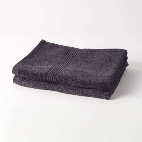 Today Essential - Lot De 2 Serviettes De Toilette 50x90 Cm 100% Coton Coloris Fusain