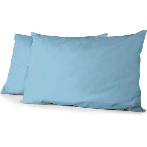 Lot De 2 Taies D'oreiller - Home Linge Passion - Hp72089 - Microfibre 82 G - 50 X 70 Cm - Bleu Ciel