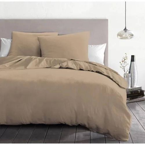 Parure De Couette 3 Pièces - Home Linge Passion - Hp72070 - Microfibre 82 G - 220 X 240 Cm - Beige