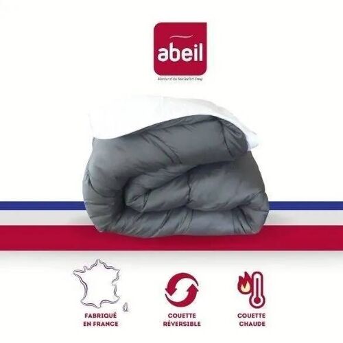 Abeil Couette Chaude Bicolore - 200 X 200 Cm - Blanc Et Gris