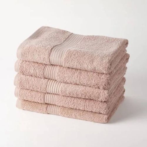 Today Essential - Lot De 5 Draps De Bain 70x130 Cm 100% Coton Coloris Rose