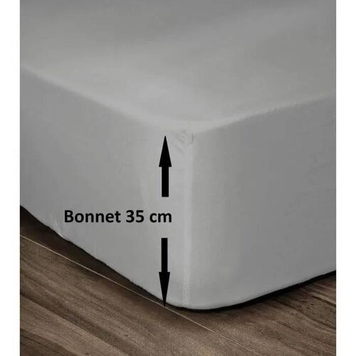 Lovely Home Drap Housse 100% Coton 160x200cm - Bonnet 35cm - Gris Clair