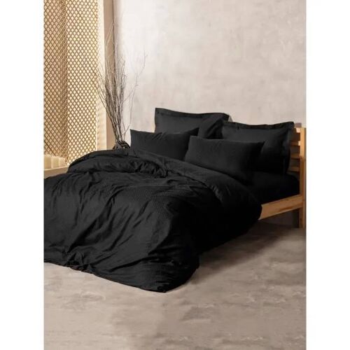 Parure De Lit - 1 Housse De Couette 220 X 240 Cm + 2 Taies D'oreiller 60 X 60 Cm - 100% Coton Renforcé - Noir