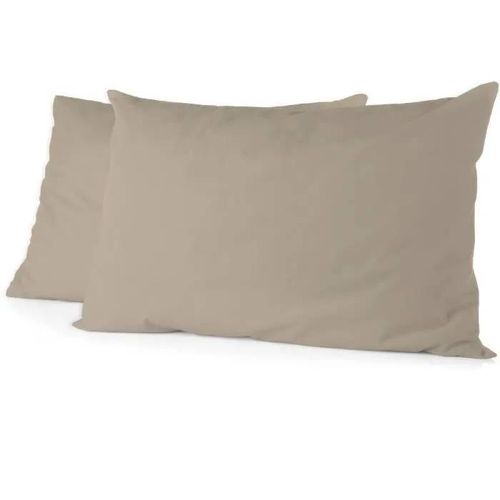 Lot De 2 Taies D'oreiller - Home Linge Passion - Hp72091 - Microfibre 82 G - 50 X 70 Cm - Beige