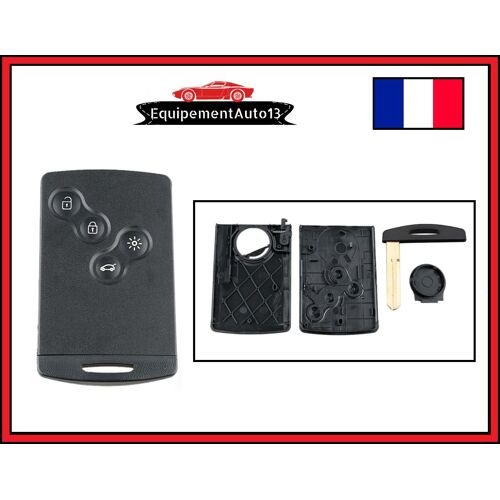 Coque Plip Boitier Clé Carte Renault Koleos 4 Boutons Pour Remplacement + Lame