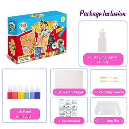 Kit De Peinture Sur Marbre Pour Enfants, Ensemble De Peinture Artistique À L'Eau, 6 Couleurs, Cadeau Pour Enfants, G3l7