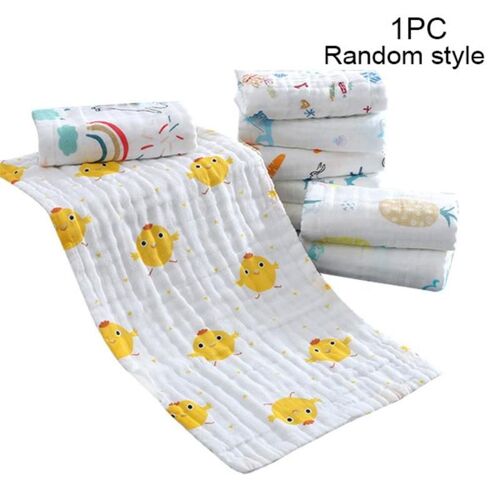 Serviette Pour Bébé À Six Couches En Mousseline De Coton Pur, 25x50cm, 1 Pièce, Longue, De Couleur, Carrée, Pour L'alimentation, Le Bain, 1 Pièce