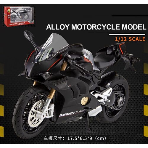 Modèle De Jouet Moto En Alliage Duoati Panigale V4s 1:12, Fabrication Exquise, Corps En Métal, Décoration De Bureau Peut Tourner Avec Une Musique Légère