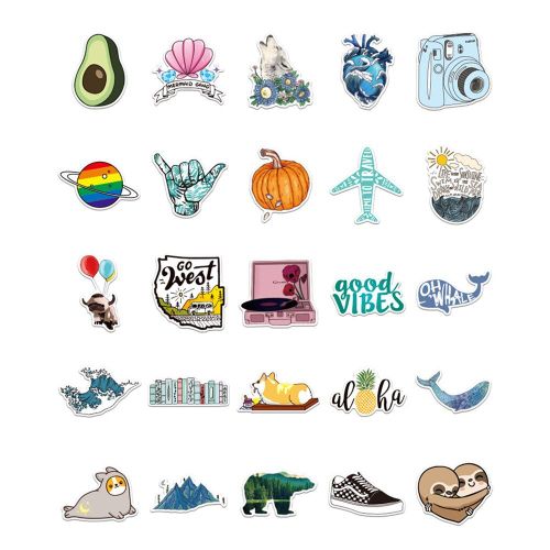 Autocollants En Pvc Pour Enfants, 103 Pièces/Ensemble, Guitare, Dessin Animé, Fleur De Singe, Valise, Bagages, Décalcomanies, Jouet