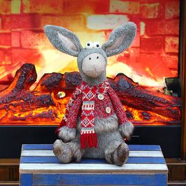 Jouets En Peluche D'âne De Noël, Mignon, Assis, Fournitures De Fête De Noël, Décoration De Fenêtre, Simulation De Dessin Animé, Cadeau De Noël