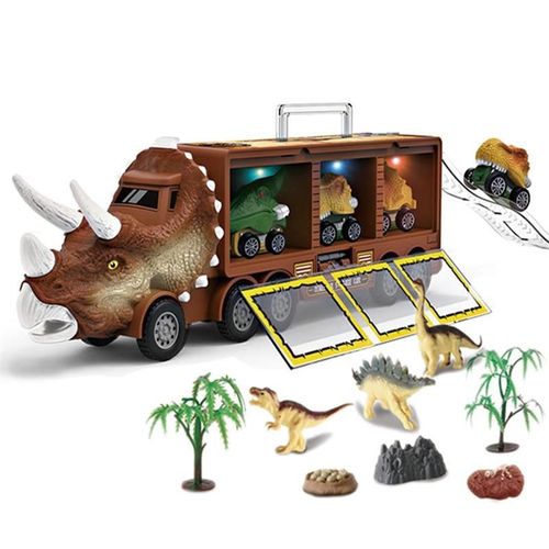 Conteneur De Transport De Dinosaures Pour Enfants, Camion Jouet Avec Lumière Et Musique Tyrannosaure Modèle Animal Jouet De Transport