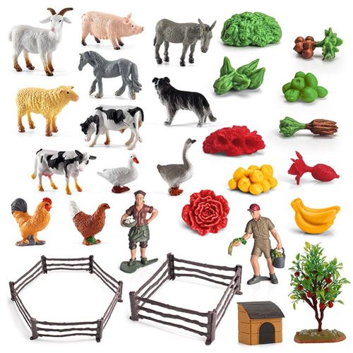 Figurines D'animaux Réalistes, 36 Pièces, Simulation De Volaille, Chien De Ferme, Canard, Modèles De Coq, Jouets Éducatifs Pour Enfants, Cadeau
