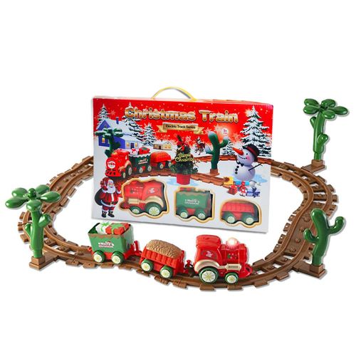 Ensemble De Train Électrique Pour Enfants, Jouet De Construction, Piste De Train Électrique, Musique Légère, Course, Transport Routier, Cadeaux De Noël