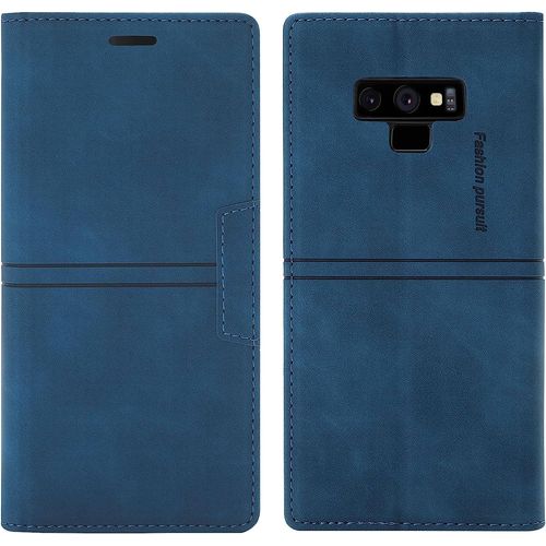Coque Samsung Galaxy Note 9, Etui Portefeuille Samsung Note 9 [Magntique] Tpu Antichoc Housse Cuir Pour Samsung Note 9 [Fentes Pour Cartes] [Etui Rabat] Flip Case Pour Samsung Note 9 (Bleu)