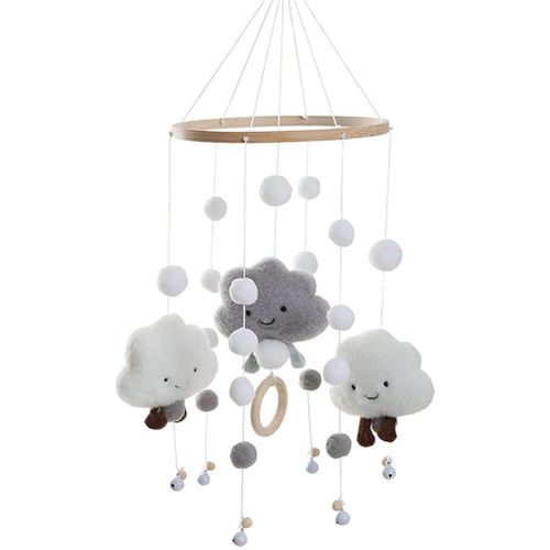 Carillon À Vent Pour Berceau De Bébé, Cloche De Lit, Boule De Cheveux De Dessin Animé, Nuage Perle De Bois, Cloche De Lit Suspendue, Nouveau-Né, Jouet Confortable, Décoration De Chambre D'enfant