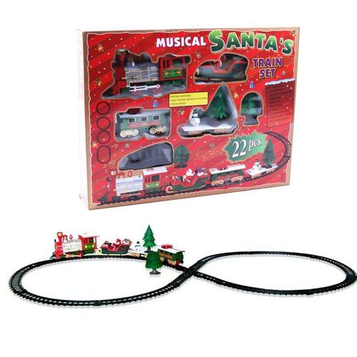 Ensemble De Rails De Train Classiques De Noël, 22 Pièces, Avec Musique Et Lumières, Modèle De Train De Noël, Jouet, Cadeau Pour Enfants