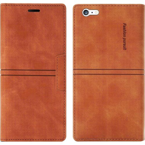 Coque Iphone 6s/6, Etui Iphone 6s/Iphone 6 (4,7 Pouces) [Magntique] Tpu Antichoc Housse Cuir Premium En Cuir Pu [Fentes Pour Cartes] [Etui Rabat] [Pochette De Portefeuille] Flip Case (Brun)
